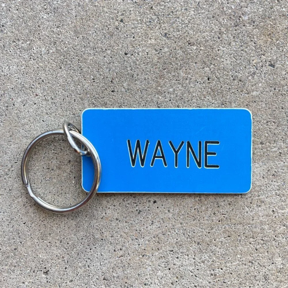 Engraved Name Plate Wayne Keychain